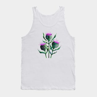 Thistles Watercolour Painting Tank Top